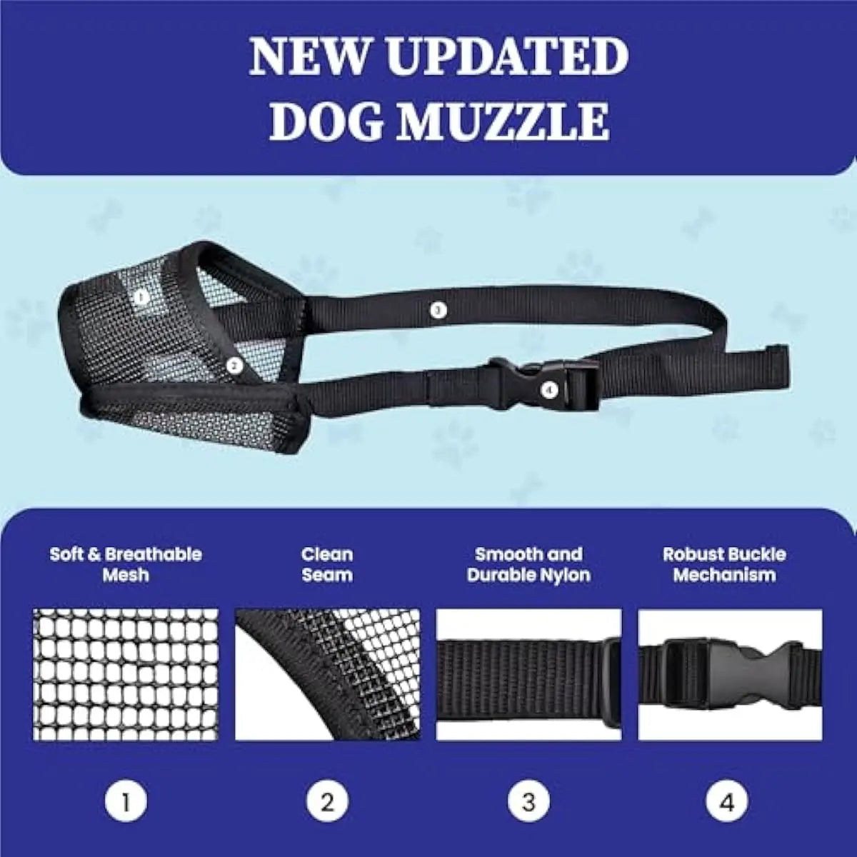 Dog Muzzle for Varies Dogs - Air Mesh Muzzle for Varies Sized Dog | Adjustable No Bark Dogs Muzzles for Scavenging Licking & Chewing | Prevent Biting |,Back to School