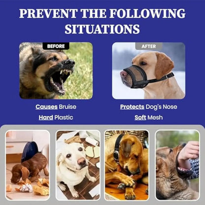 Dog Muzzle for Varies Dogs - Air Mesh Muzzle for Varies Sized Dog | Adjustable No Bark Dogs Muzzles for Scavenging Licking & Chewing | Prevent Biting |,Back to School