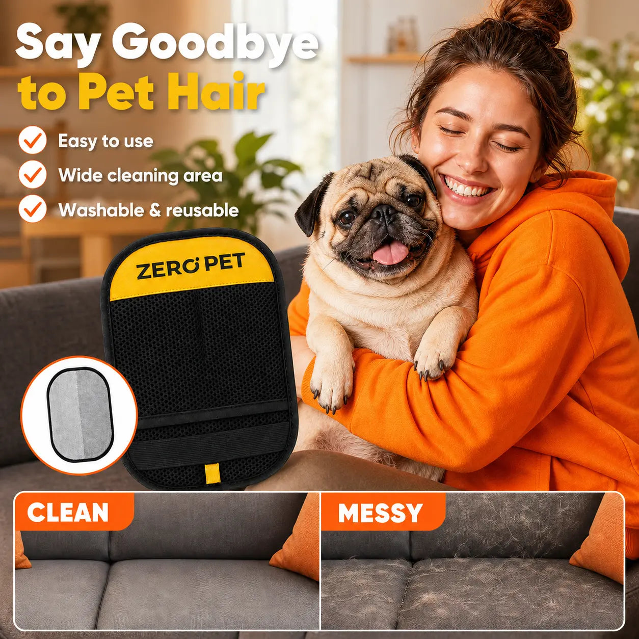Enhanced Reusable Pet Hair Removal Mitt for Upholstery, Carpets, and Automotive Interiors